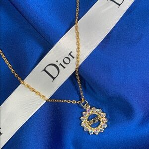 Stunning Upcycled Christian Dior Iridescent pendant on 18” gold plated chain